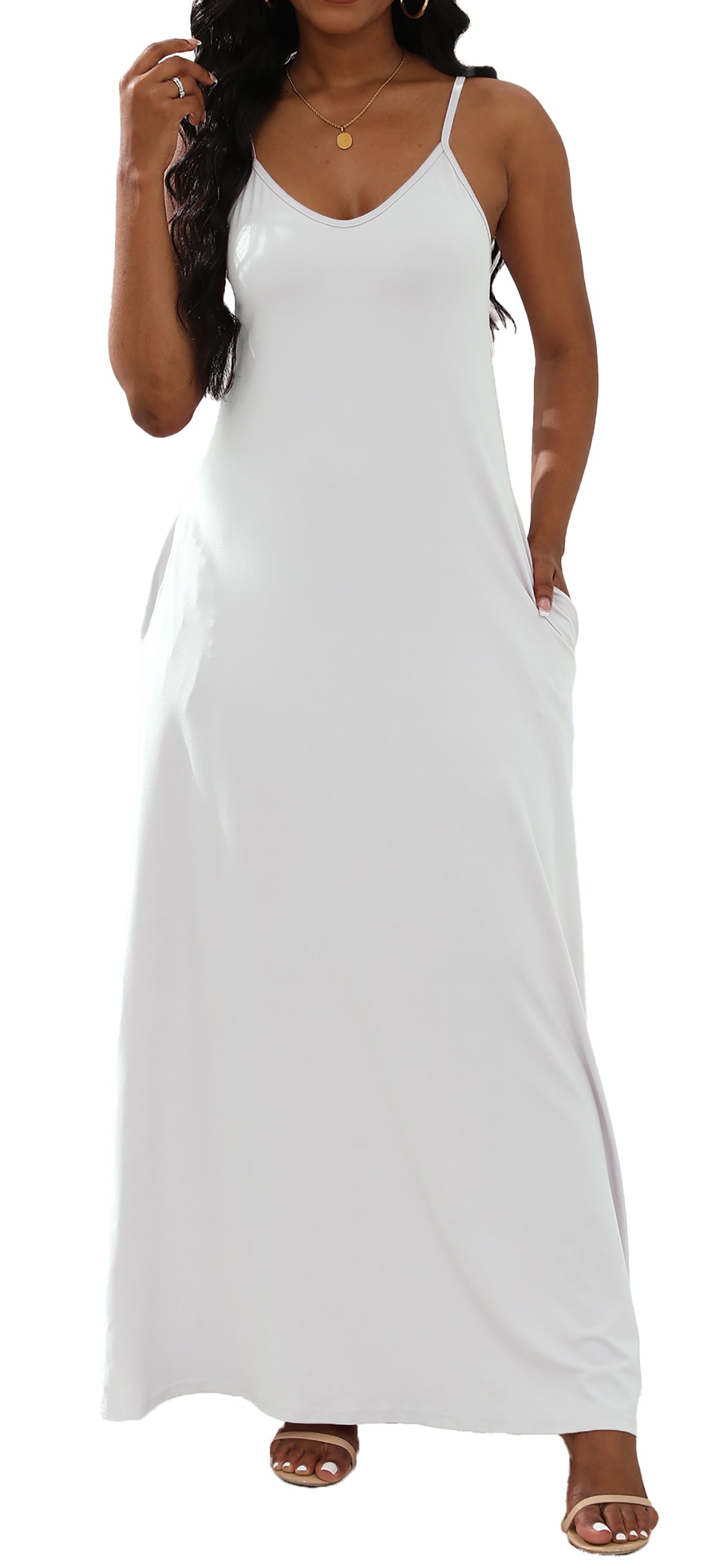 White Solid Color Dress