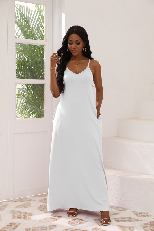 White Solid Color Dress